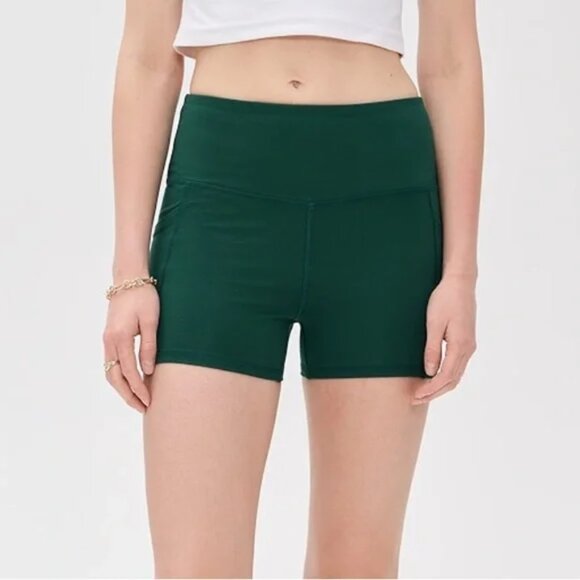 Varley High Waist Dark Green Biker Shorts - Picture 1 of 5